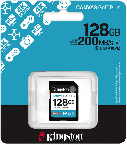 Paměťová karta SDXC Kingston Canvas Go Plus, 128GB, Třída 10 / UHS-1 U3 SDG4/128GB