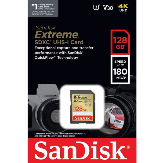 Paměťová karta SDXC SanDisk Extreme, 128Gb, Třída 10 / UHS-1 U3 SDSDXVA-128G-GNCIN
