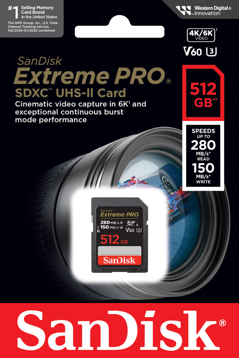 Paměťová karta SDXC SanDisk Extreme Pro, 512GB, Třída 10 / UHS-2 U3 SDSDXEP-512G-GN4IN
