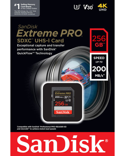 Paměťová karta SDXC SanDisk Extreme Pro, 256GB, Třída 10 / UHS-1 U3 SDSDXXD-256G-GN4IN