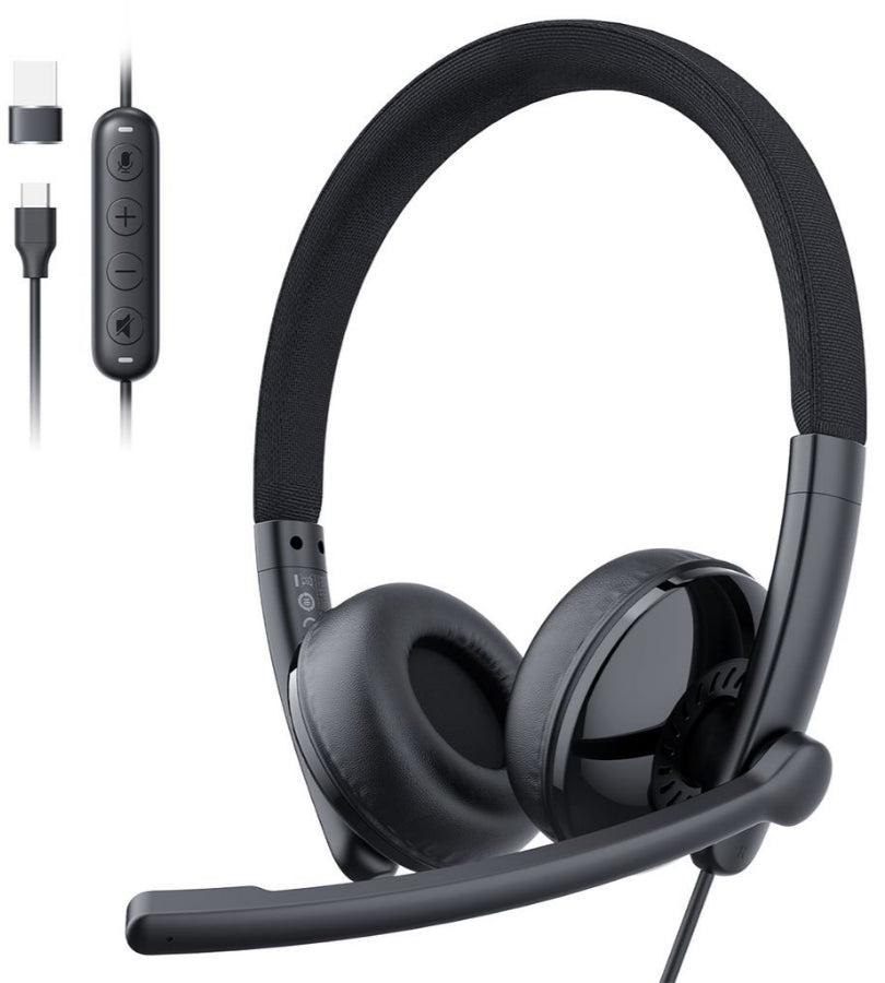 Call centrum sluchátka USB-C / USB-A EMEET GeniusCall HS50, černá