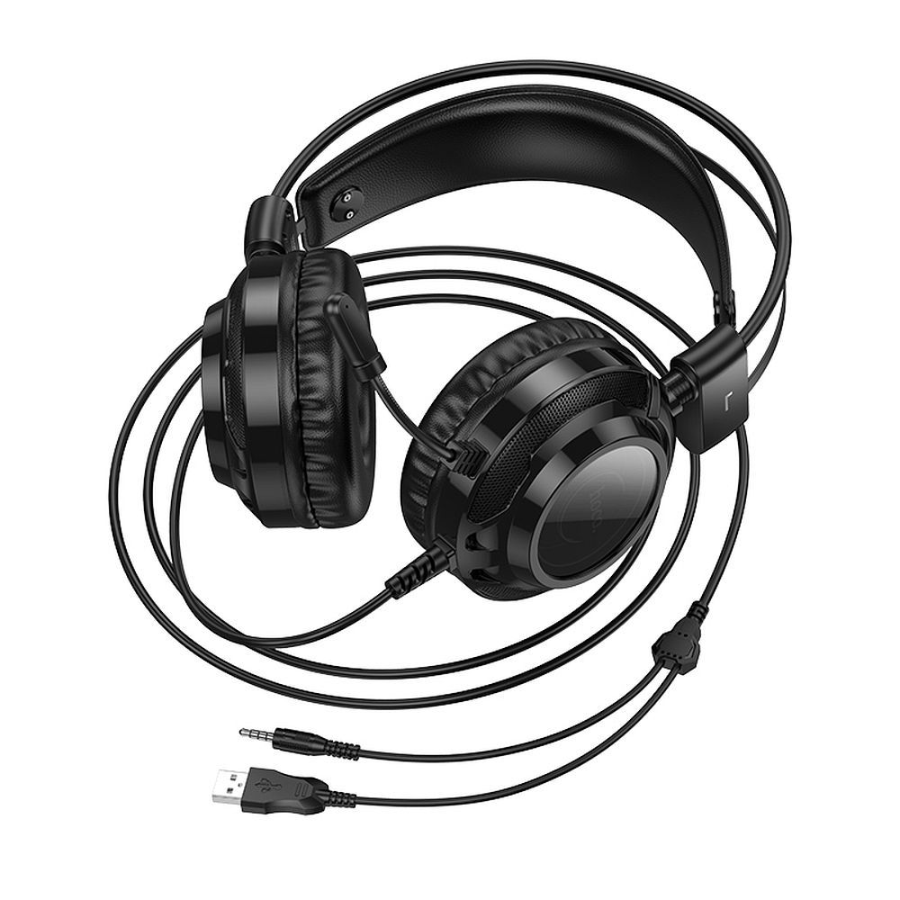 Herní sluchátka 3,5mm HOCO W110, RGB, černá