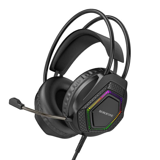 Herní sluchátka 3,5mm Borofone BO105 Thunder, RGB, 2m, černá