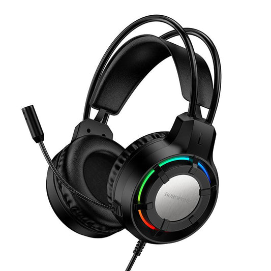 Herní sluchátka 3,5mm Borofone BO112 Wave, RGB, 2m, černá