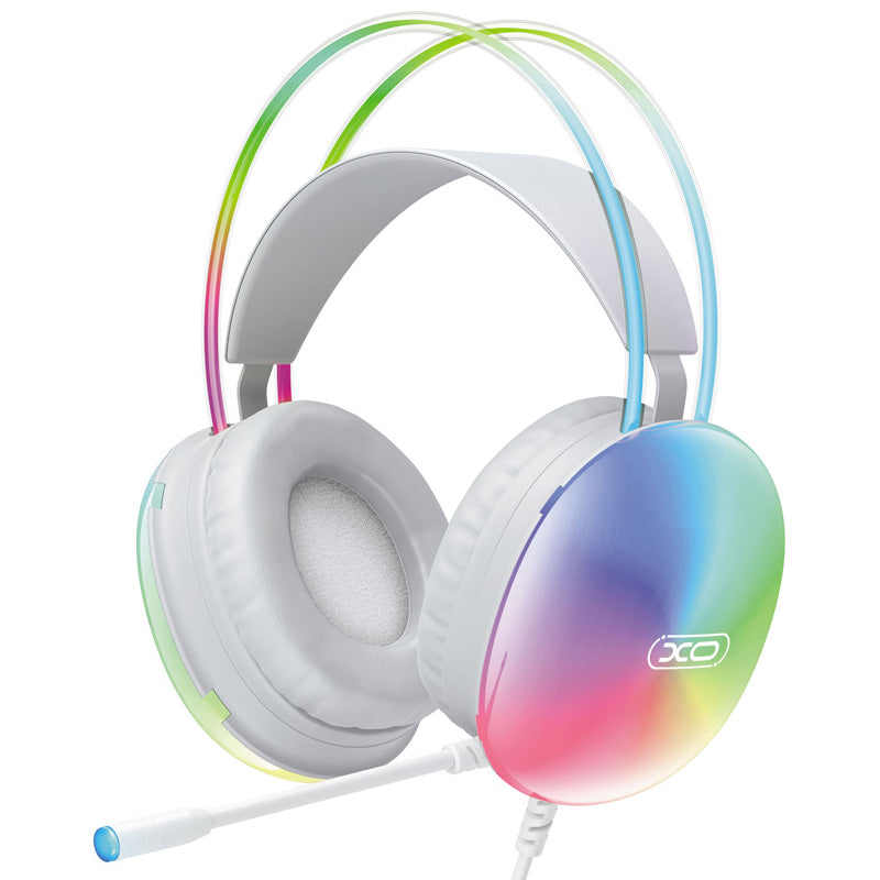 Gamingová sluchátka 3,5 mm XO Design GE11, RGB, bílá