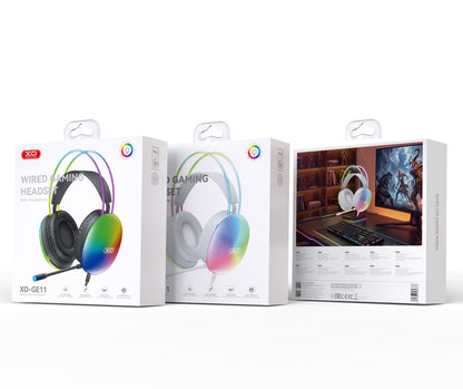 Gamingová sluchátka 3,5 mm XO Design GE11, RGB, bílá