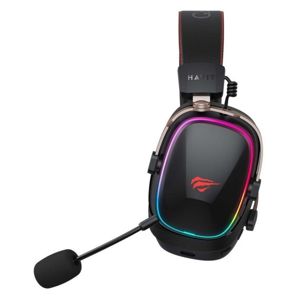Bezdrátová herní sluchátka HAVIT H2039BG, RGB, BT / Wi-Fi / kabelová, Černá Okrová