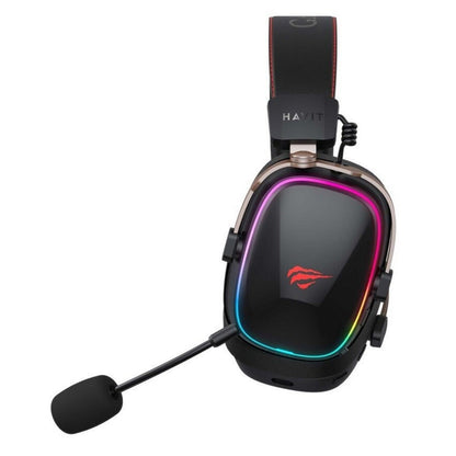 Bezdrátová herní sluchátka HAVIT H2039BG, RGB, BT / Wi-Fi / kabelová, Černá Okrová