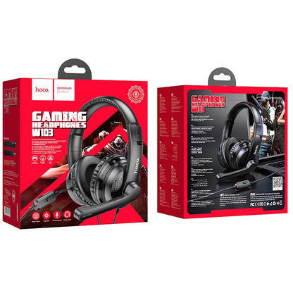 Gamingová sluchátka 3,5 mm HOCO W103, černá