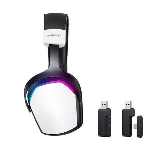 Bezdrátová herní sluchátka Acefast H11, RGB, BT / Wi-FI / kabelová, bílá