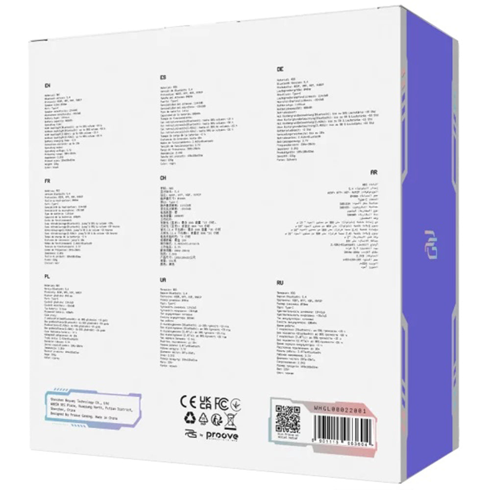 Sluchátka Gaming Wireless Proove Glimmer, RGB, BT / Wi-Fi / Wired, Černé Fialové WHGL00022016