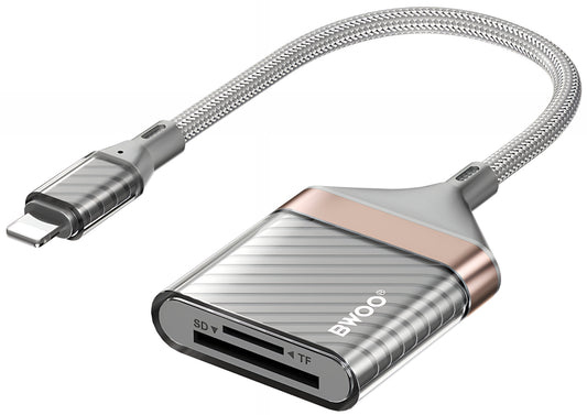 Čtečka karet Lightning BWOO BZ63, SD – microSD, šedá
