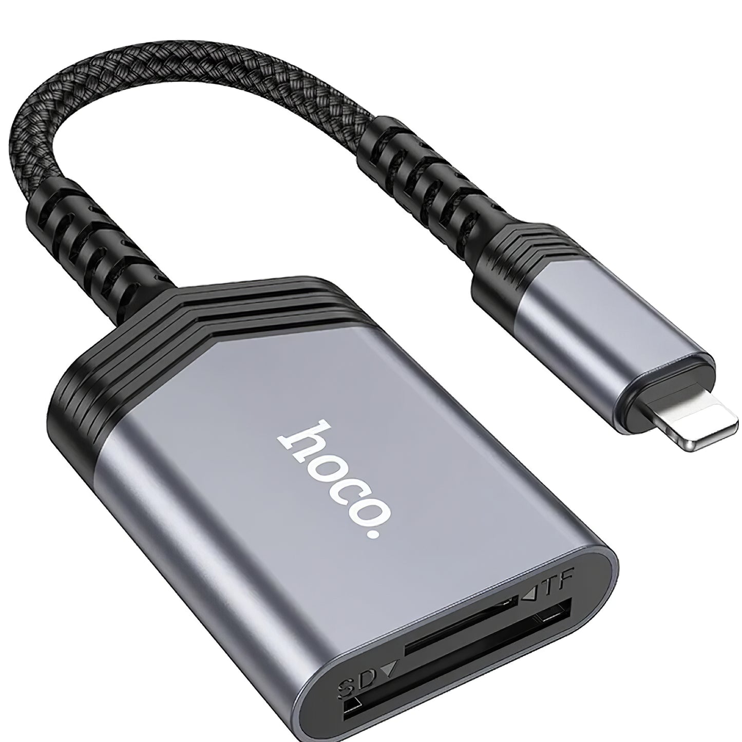 Čtečka karet Lightning HOCO UA25, SD - microSD, šedá