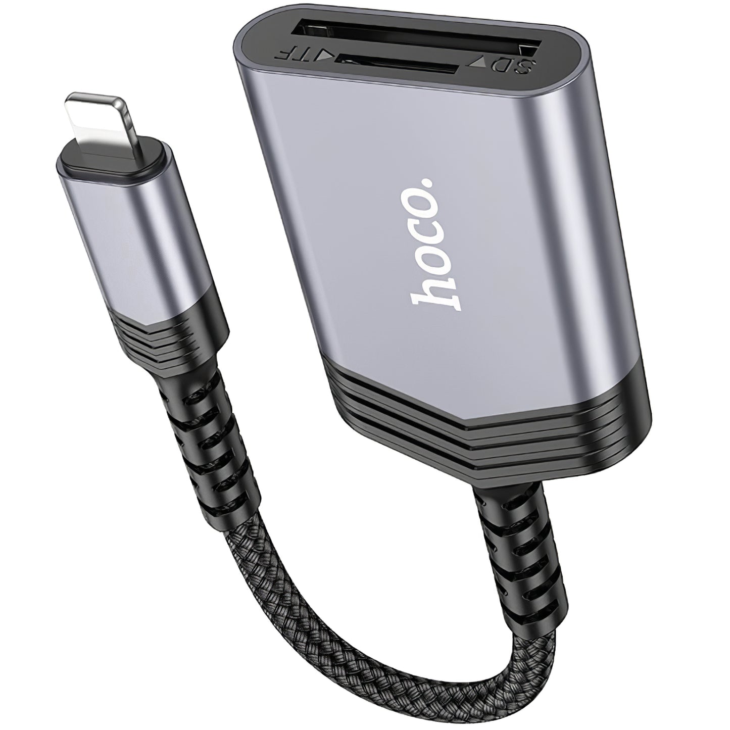 Čtečka karet Lightning HOCO UA25, SD - microSD, šedá