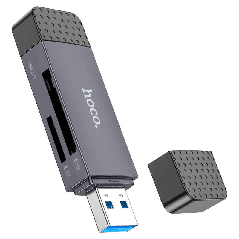 Čtečka karet USB 3.0 / USB-C HOCO HB45, SD - microSD, šedá