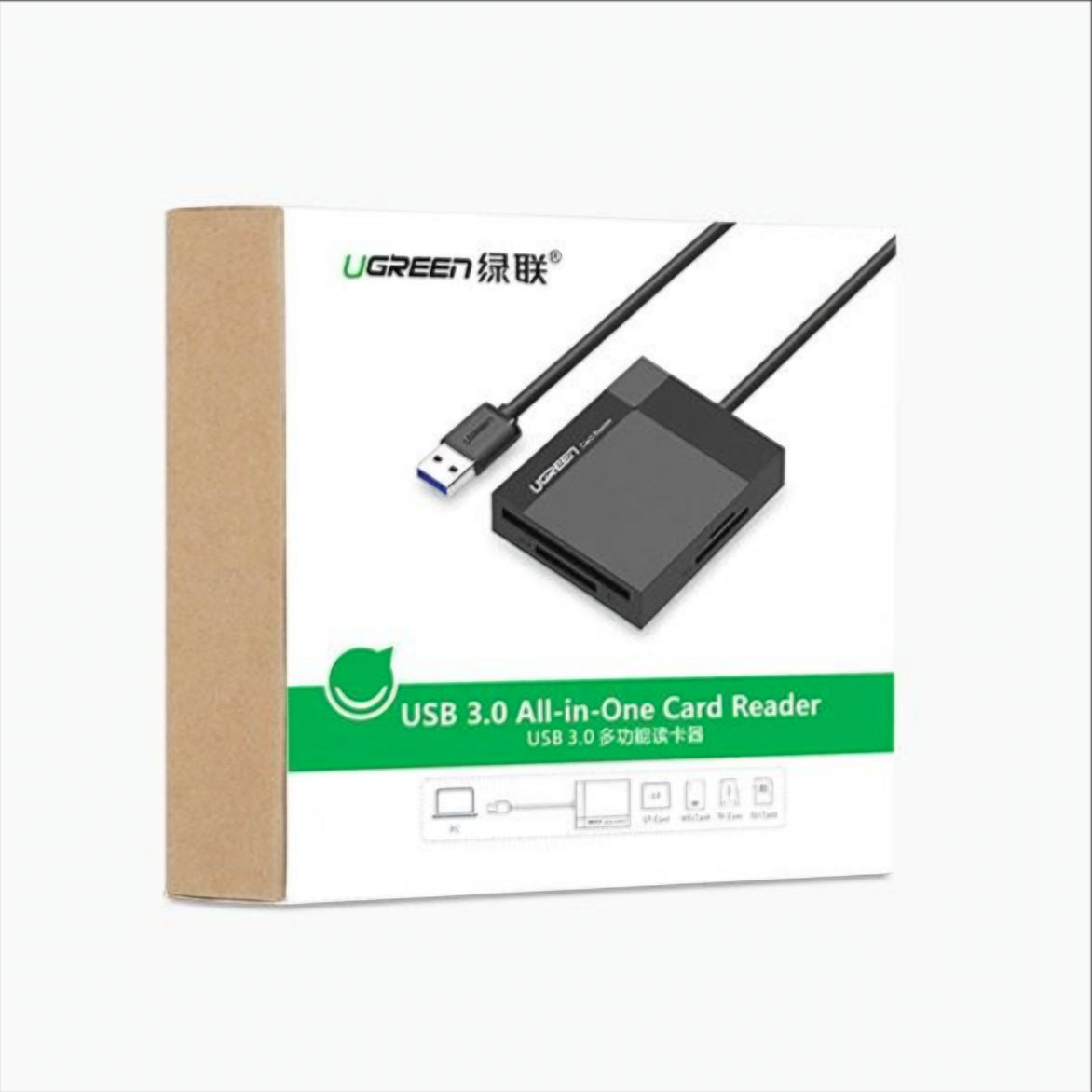 Čtečka karet USB 3.0 UGREEN CR125, SD - microSD - CF - MS, černá