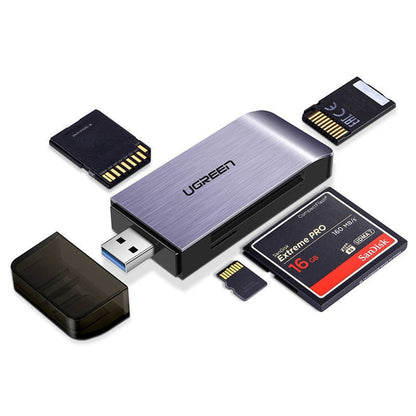 Čtečka karet USB 3.0 UGREEN CM180, SD - microSD - CF - MS, šedá