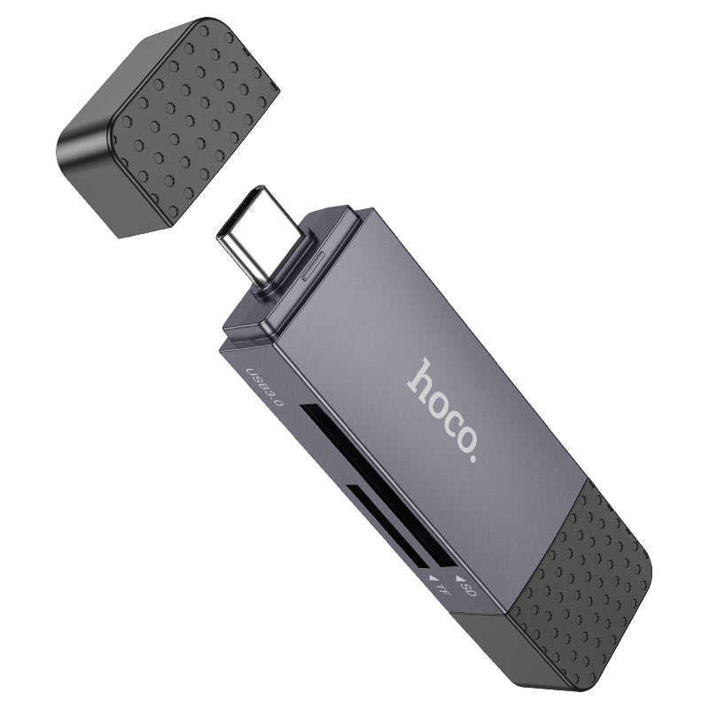 Čtečka karet USB 3.0 / USB-C HOCO HB45, SD - microSD, šedá
