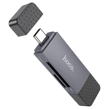 Čtečka karet USB 3.0 / USB-C HOCO HB45, SD - microSD, šedá