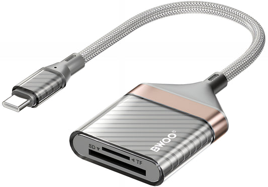 Čtečka karet USB-C BWOO BZ64, SD - microSD, Šedá