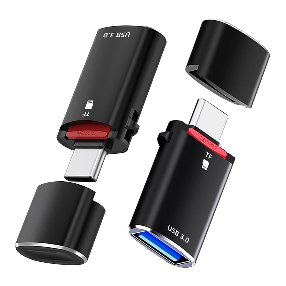 Čtečka karet USB-C Techsuit AluVoltX, USB-A (OTG) - microSD, černá