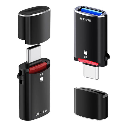 Čtečka karet USB-C Techsuit AluVoltX, USB-A (OTG) - microSD, černá