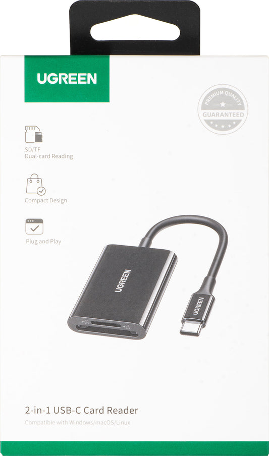 Čtečka karet USB-C UGREEN CM265, SD - microSD, černá
