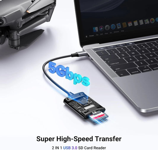 Čtečka karet USB-C UGREEN CM401, SD - microSD, šedá