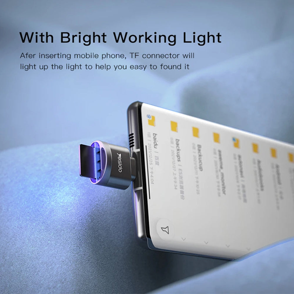 Čtečka karet USB-C Yesido GS19, USB-A (OTG) - microSD, šedá