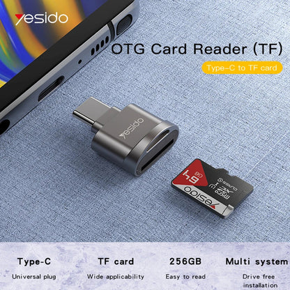 Čtečka karet USB-C Yesido GS19, USB-A (OTG) - microSD, šedá