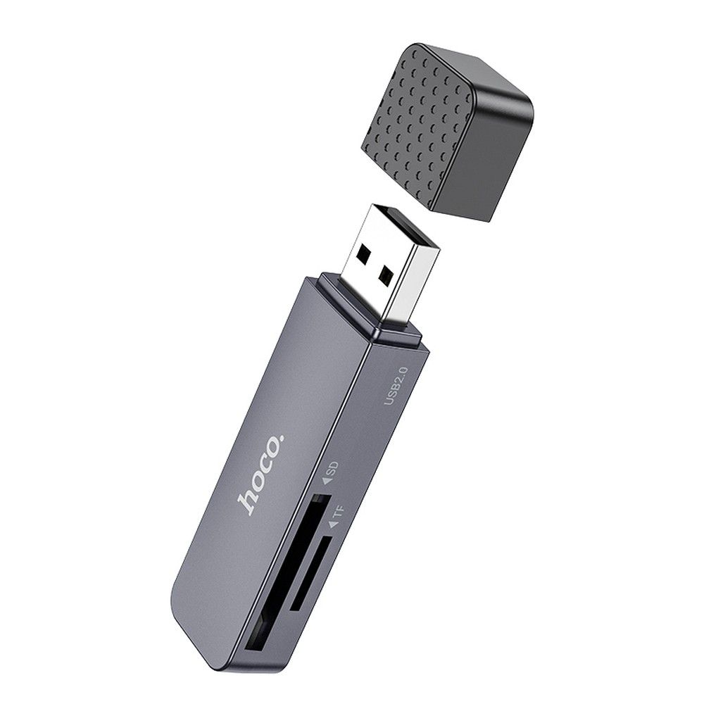Čtečka karet USB HOCO HB45, SD - microSD, šedá