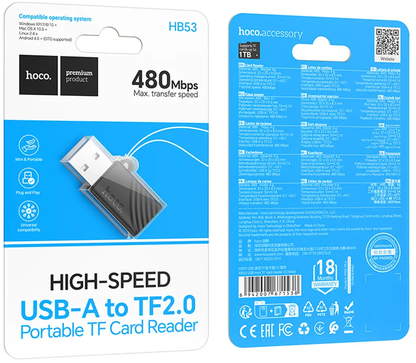 Čtečka karet USB HOCO HB53, microSD, černá