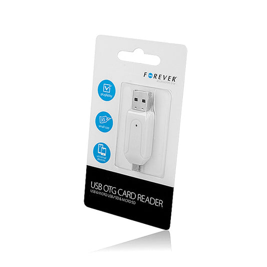 Čtečka karet USB / microUSB Forever, SD - microSD, bílá