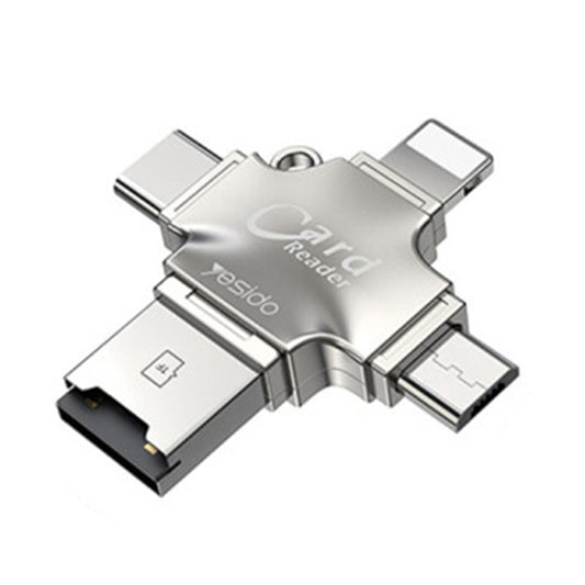 Čtečka karet USB / USB-C / Lightning / microUSB Yesido GS13, microSD, Stříbrná