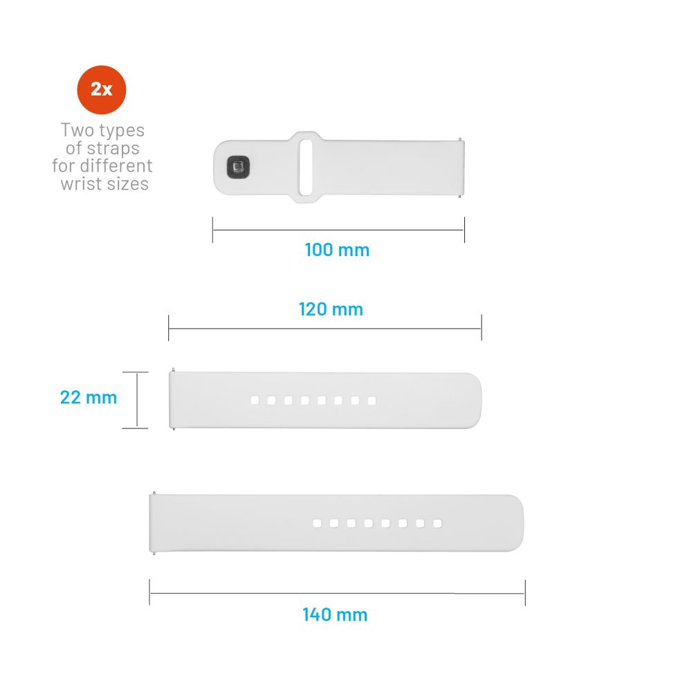 Fixed Silicone Sporty řemínek pro Huawei Watch / Xiaomi Watch Series, 22mm, Bílá
