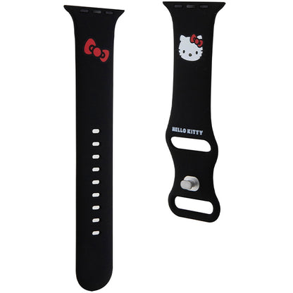 Řemínek Hello Kitty Silicone Kitty Head pro Apple Watch 49mm / 46mm / 45mm / 44mm / 42mm Series, černý