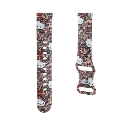 Řemínek Hello Kitty Silicone Tags Graffiti pro Samsung Galaxy Watch / Huawei Watch Series, Růžový