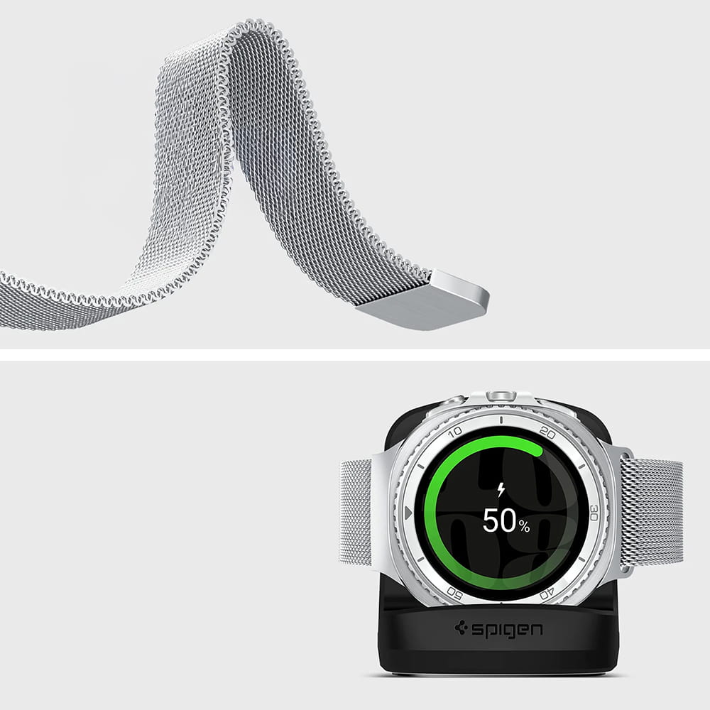 Řemínek Spigen Metal Fit pro Samsung Galaxy Watch9 / Watch8 / Watch8 Classic Series, stříbrný AMP10121