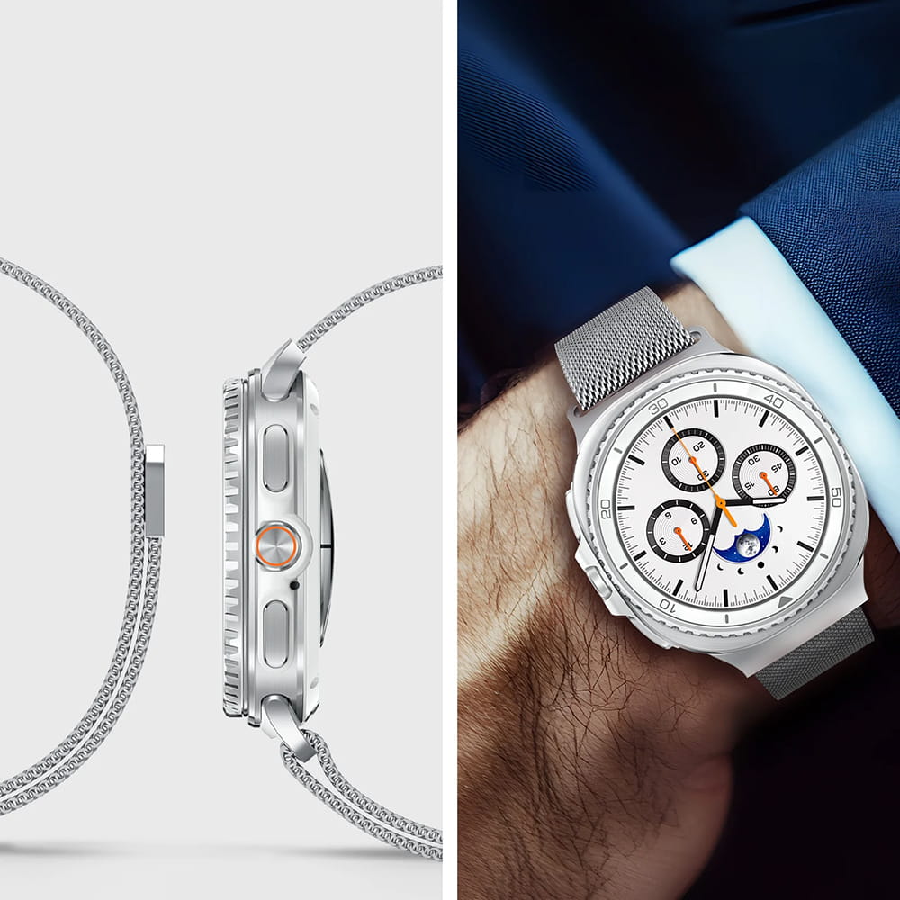 Řemínek Spigen Metal Fit pro Samsung Galaxy Watch9 / Watch8 / Watch8 Classic Series, stříbrný AMP10121