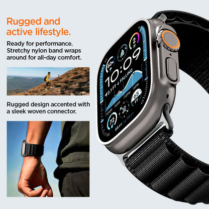 Popruh Spigen WBF1 pro Apple Watch 49mm / 46mm / 45mm / 44mm Series, Černá