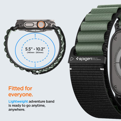 Popruh Spigen WBF1 pro Apple Watch 49mm / 46mm / 45mm / 44mm Series, Černá Zelená