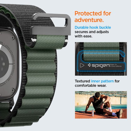 Popruh Spigen WBF1 pro Apple Watch 49mm / 46mm / 45mm / 44mm Series, Černá Zelená