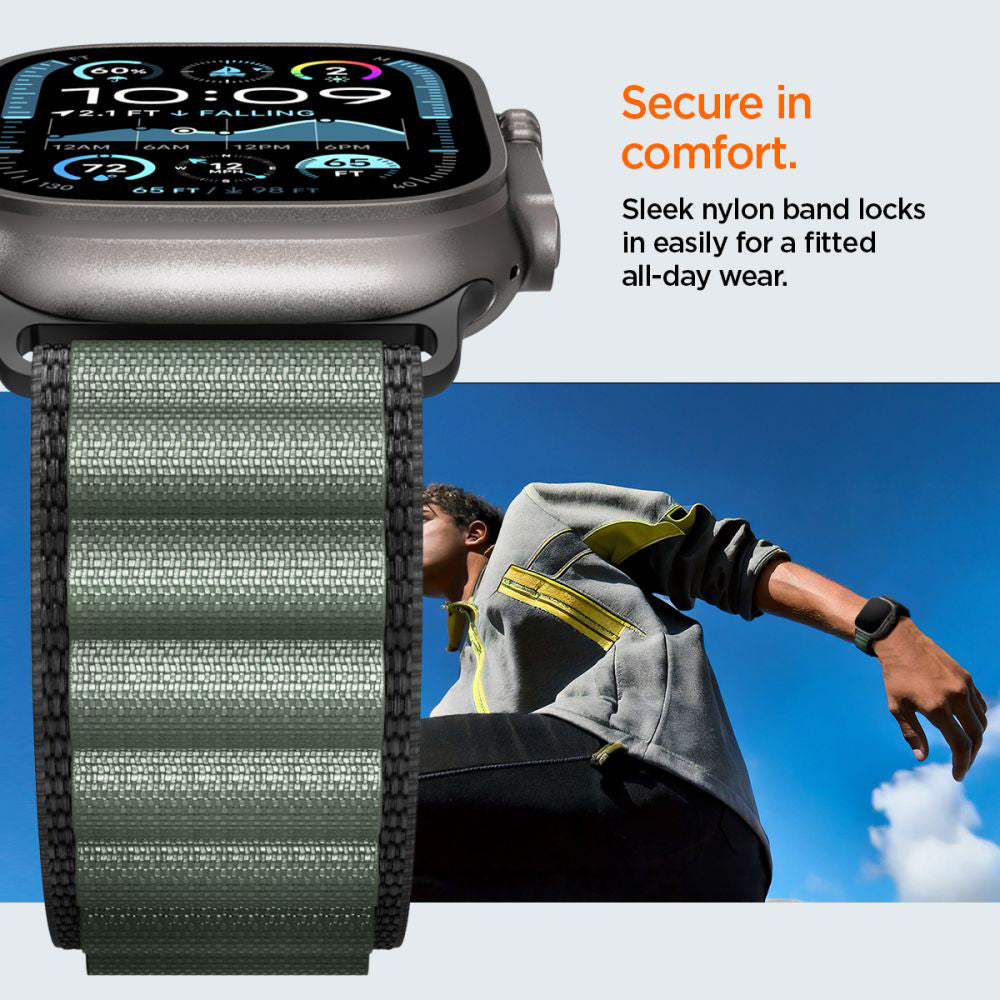 Popruh Spigen WBF1 pro Apple Watch 49mm / 46mm / 45mm / 44mm Series, Černá Zelená