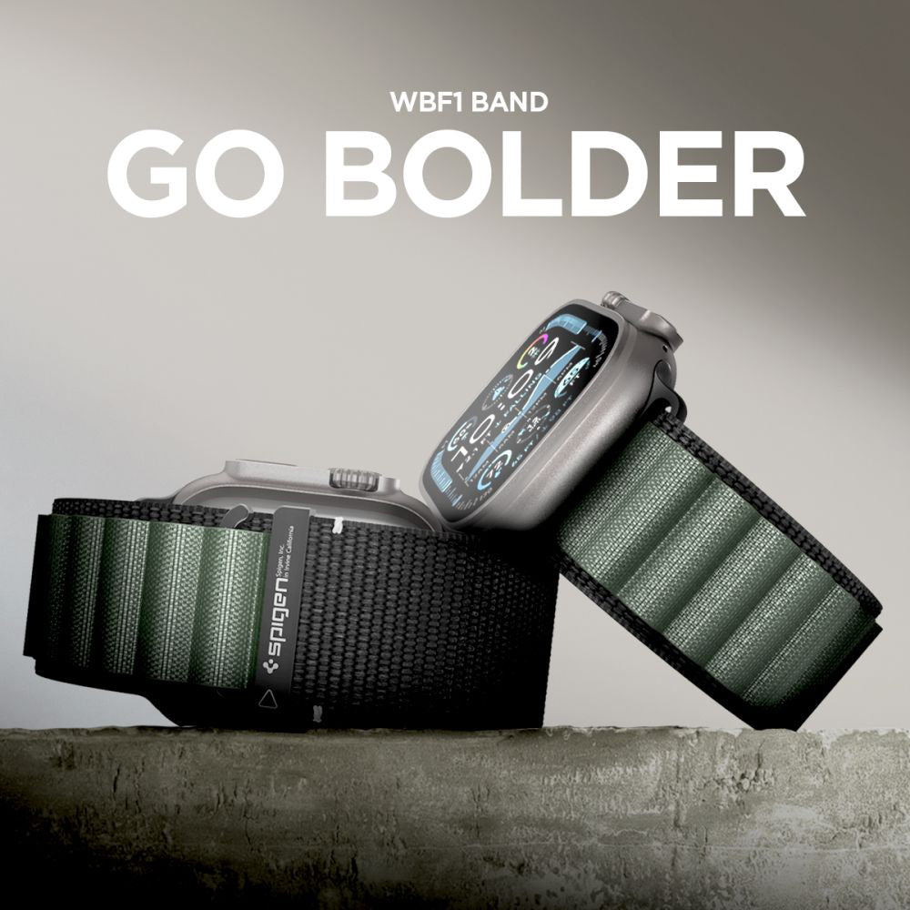 Popruh Spigen WBF1 pro Apple Watch 49mm / 46mm / 45mm / 44mm Series, Černá Zelená