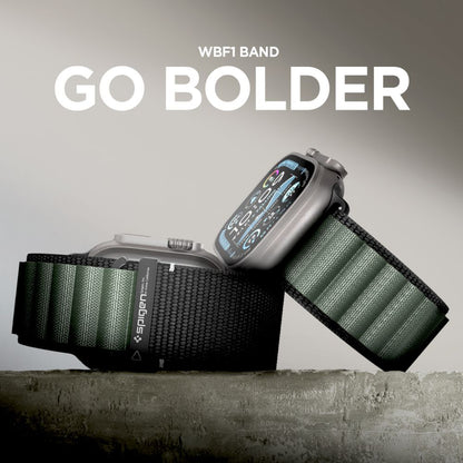 Popruh Spigen WBF1 pro Apple Watch 49mm / 46mm / 45mm / 44mm Series, Černá Zelená