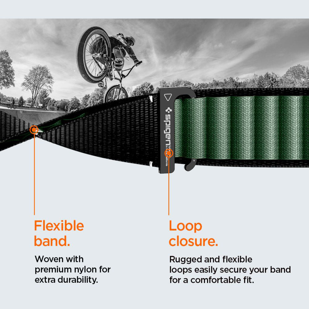 Popruh Spigen WBF1 pro Apple Watch 49mm / 46mm / 45mm / 44mm Series, Černá Zelená