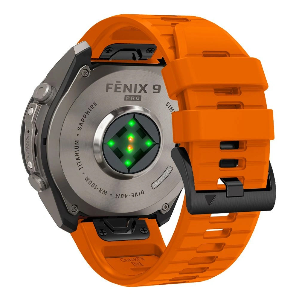 Silikonový řemínek Techsuit pro Garmin Fenix 5 / 6 / 6 Pro / 7 / 8 / 8 Pro / E / 9 / 9 Pro, oranžový