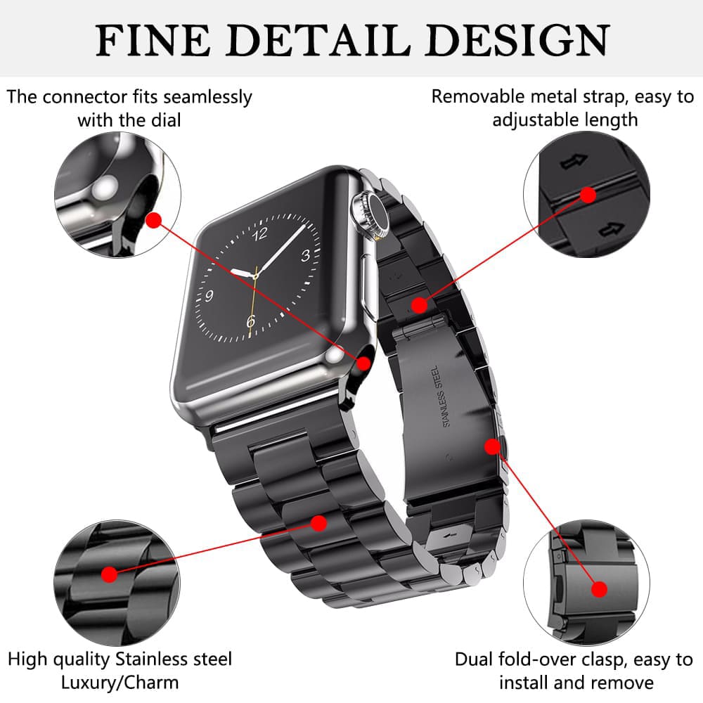 Techsuit W036 pásek pro Apple Watch 42mm / 41mm / 40mm / 38mm Series, černý