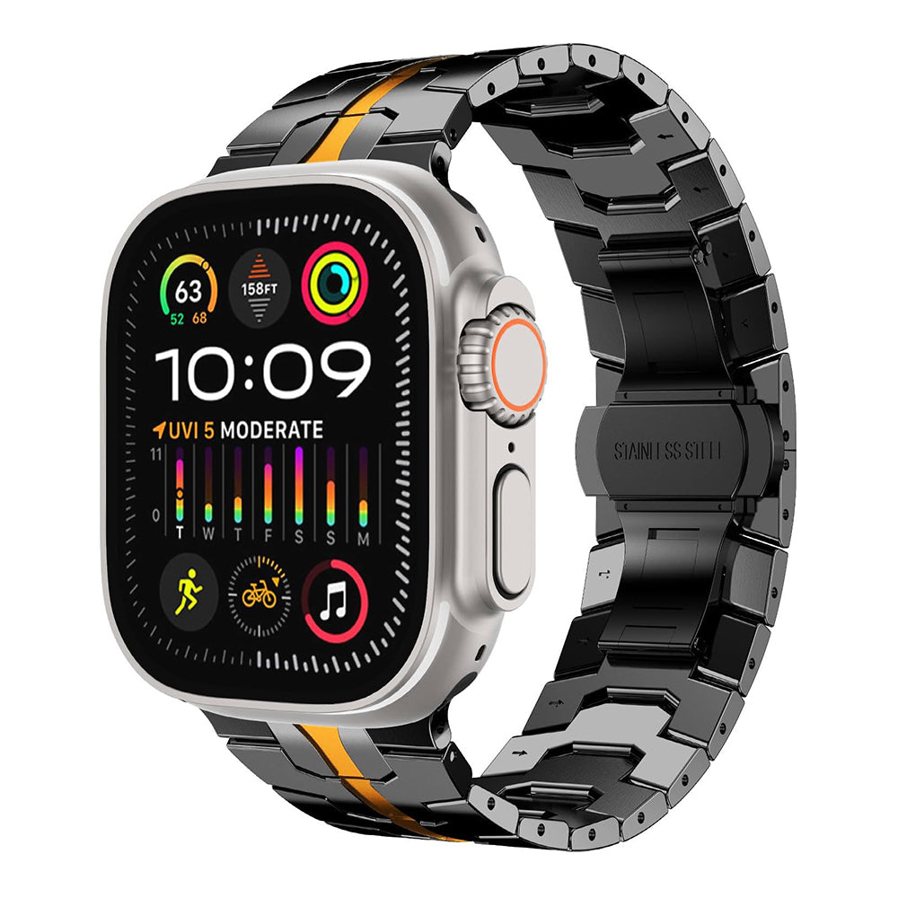 Techsuit W063 pásek pro Apple Watch 49mm / 46mm / 45mm / 44mm / 42mm Series, Černě oranžový