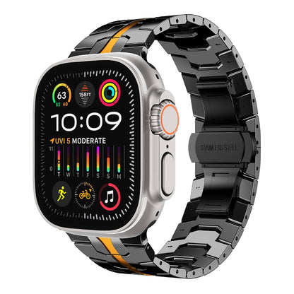 Techsuit W063 pásek pro Apple Watch 49mm / 46mm / 45mm / 44mm / 42mm Series, Černě oranžový